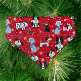 Sparkle Red Fabric with Winter Dogs