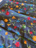 Embroidered Flower Denim